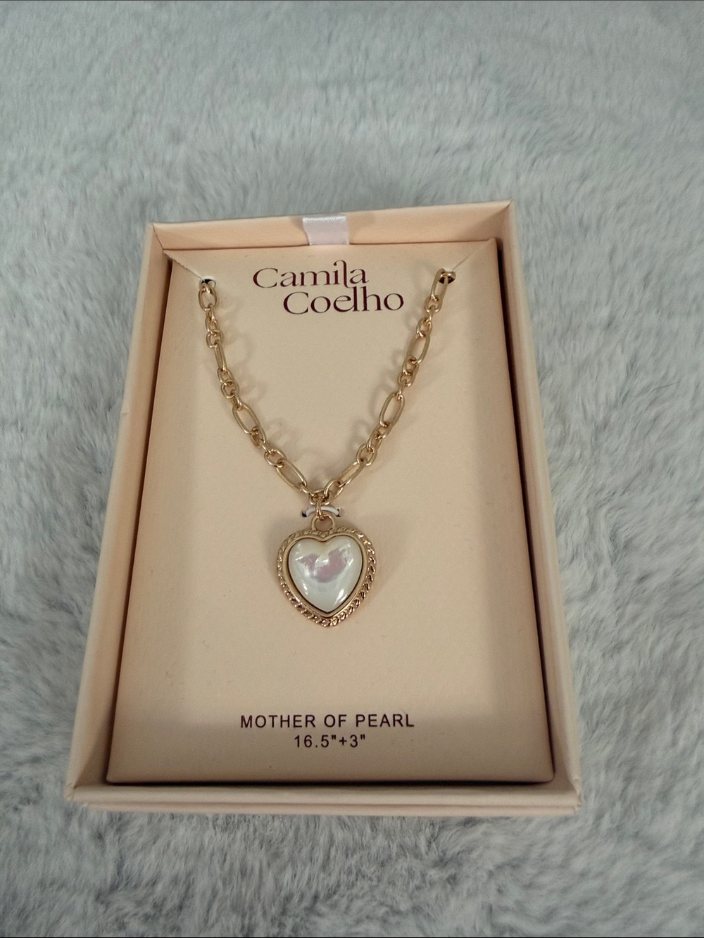 Camila‎ Coelho Gold Heart Necklace with Mother-of-Pearl Inlay